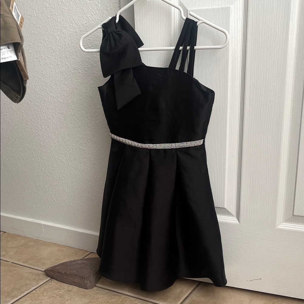 Rare Editions Black Formal Kids Dress with Bow